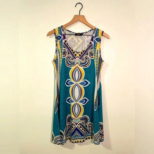 R&B COLLECTION Size S Womens Multicolor Round Neck Sleeveless Midi Dress EUC
